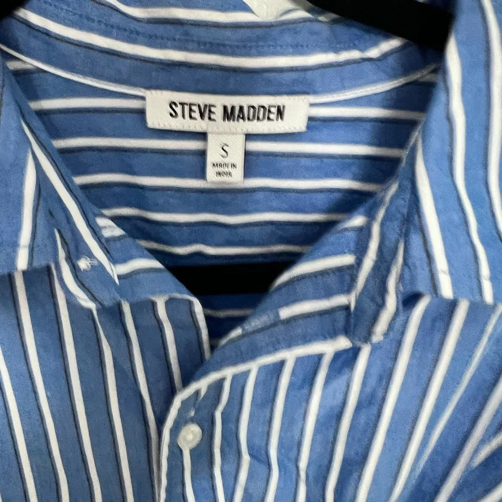 Steve Madden Blue and White Striped Shirt - Picture 6 of 9